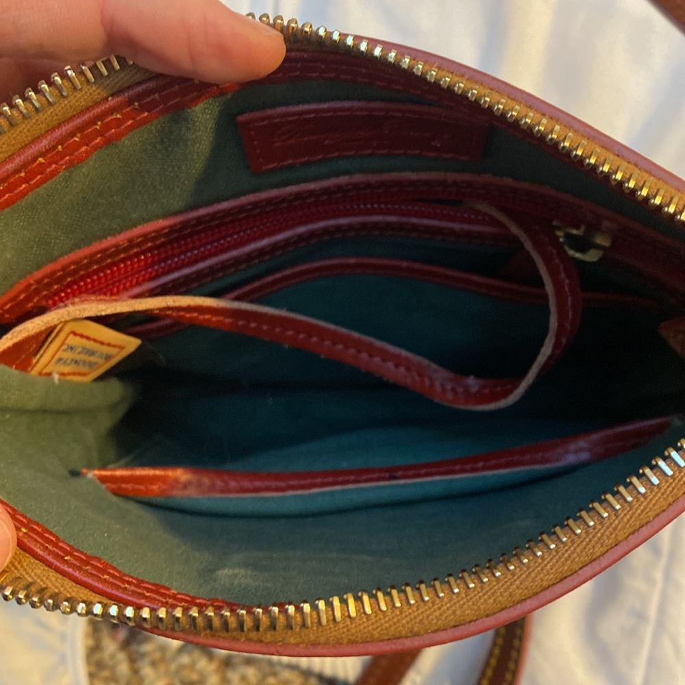Dooney & Bourke Green Plaid Crossbody with Brown Leather Trim - Picture 8 of 12